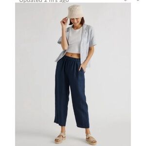 QUINCE 100% LINEN PANTS IN MAVY BLUE SZ MEDIUM